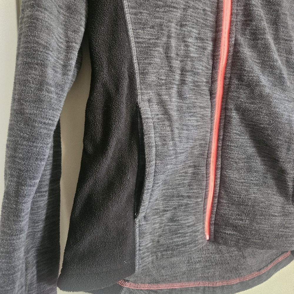 MTA sport fleece long sleeve sweater zip jacket medium dark charcoal grey pink - Picture 3 of 5
